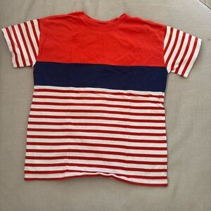 Hanna Andersson Deep Orange and Navy Striped Tee